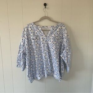 Kim Rogers Blue and White Patterned Top